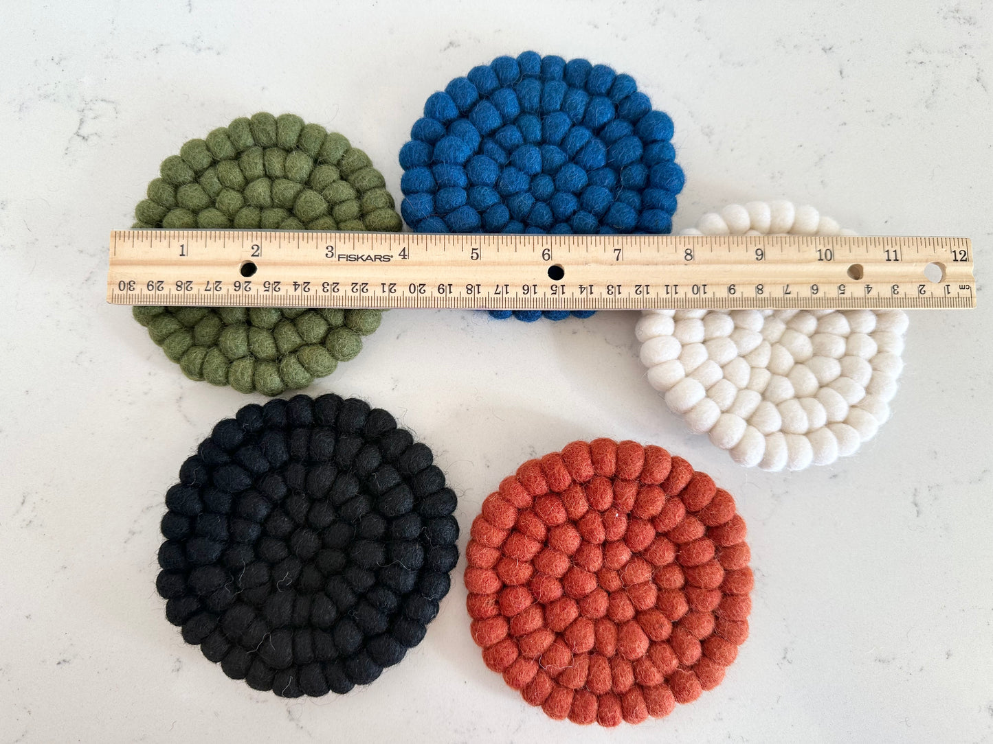 Solid Colored Felt Ball Trivet & Coaster