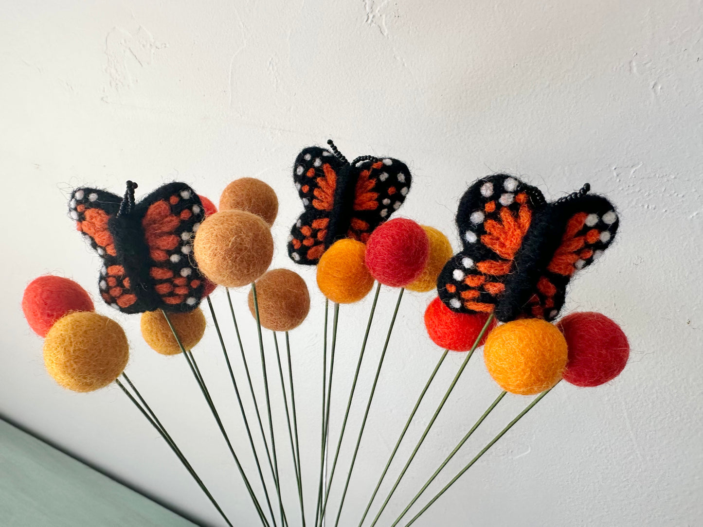 Monarch Felt Ball Flower Bouquet