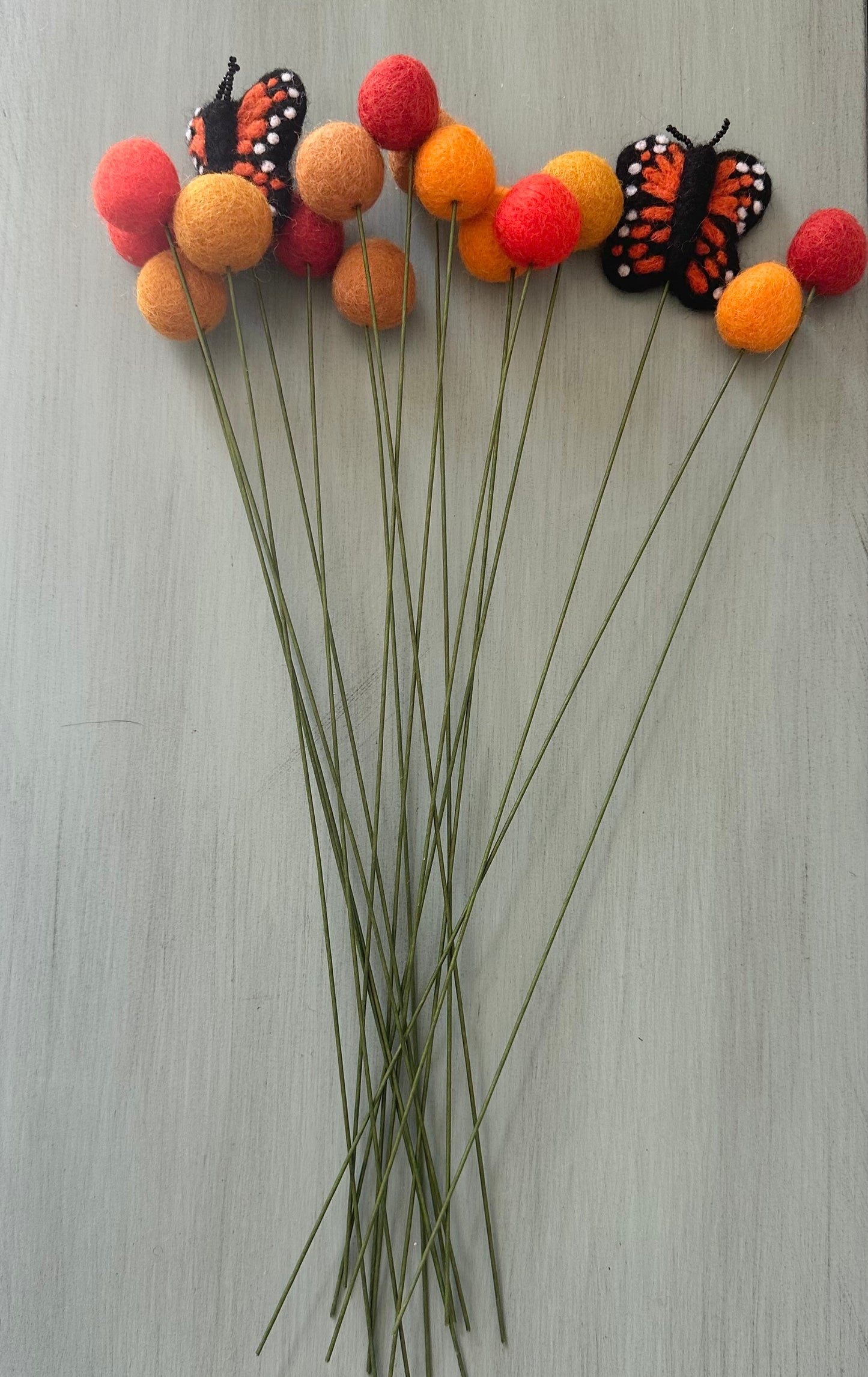 Monarch Felt Ball Flower Bouquet