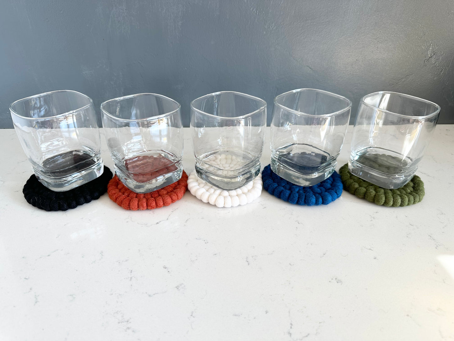 Solid Colored Felt Ball Trivet & Coaster
