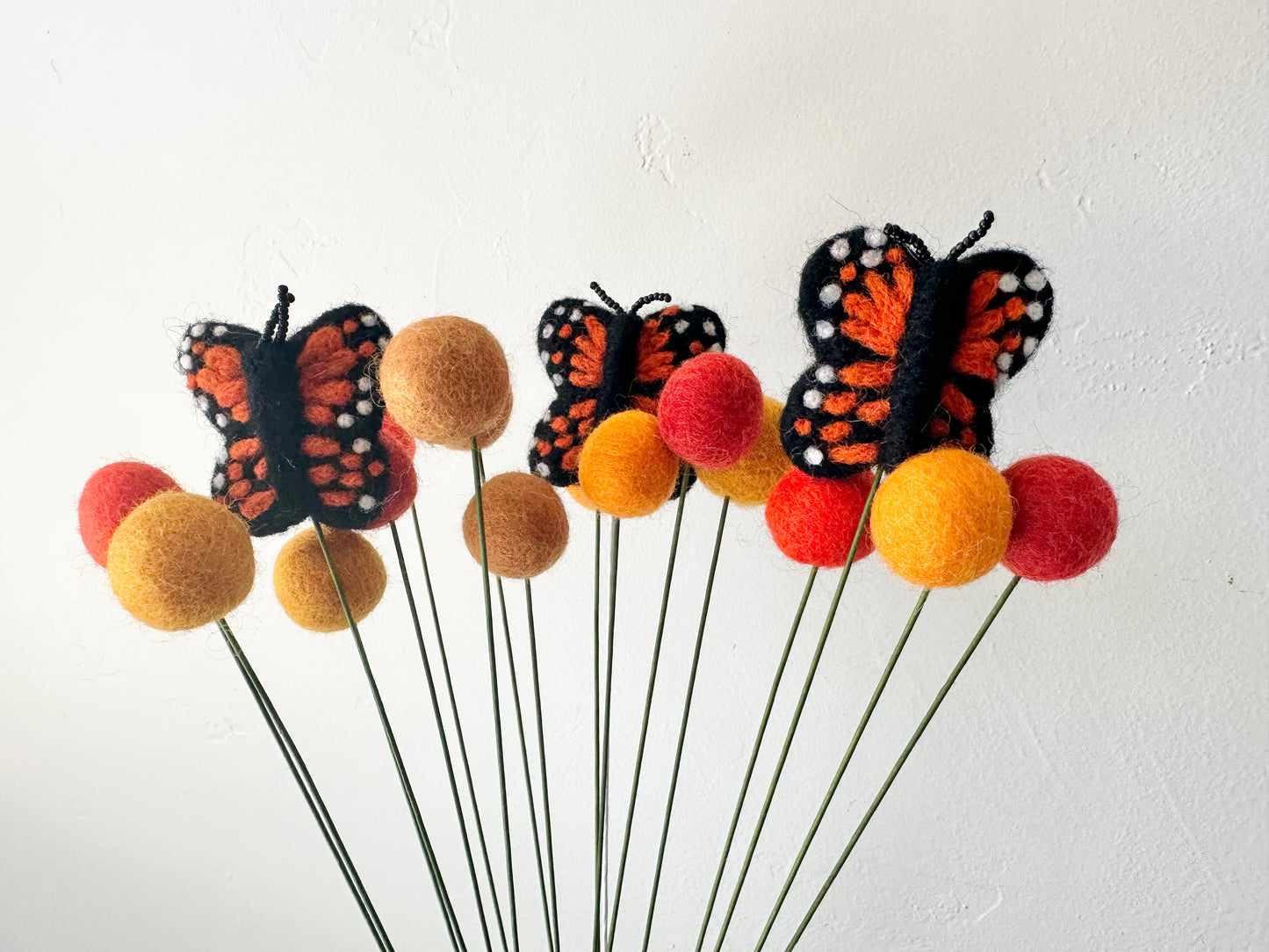 Monarch Felt Ball Flower Bouquet