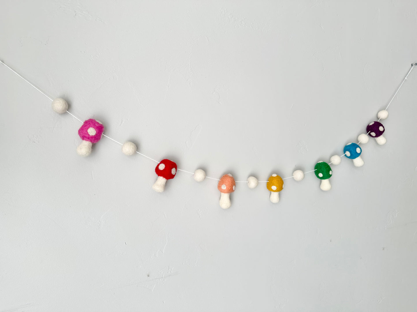 Rainbow Wool Mushroom Garland