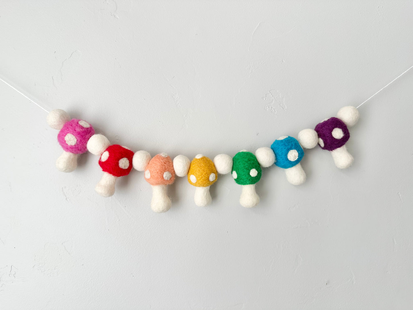 Rainbow Wool Mushroom Garland