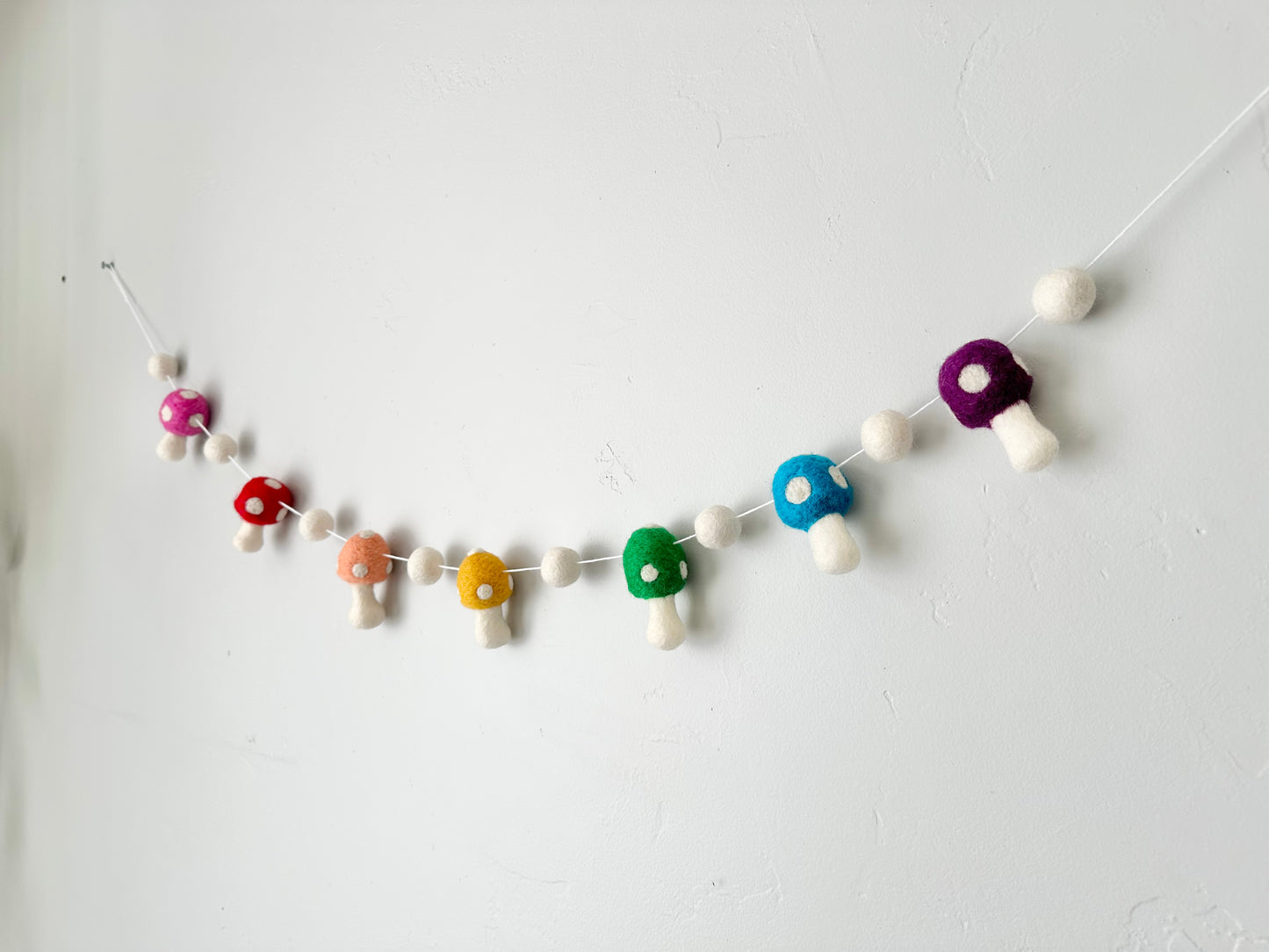 Rainbow Wool Mushroom Garland