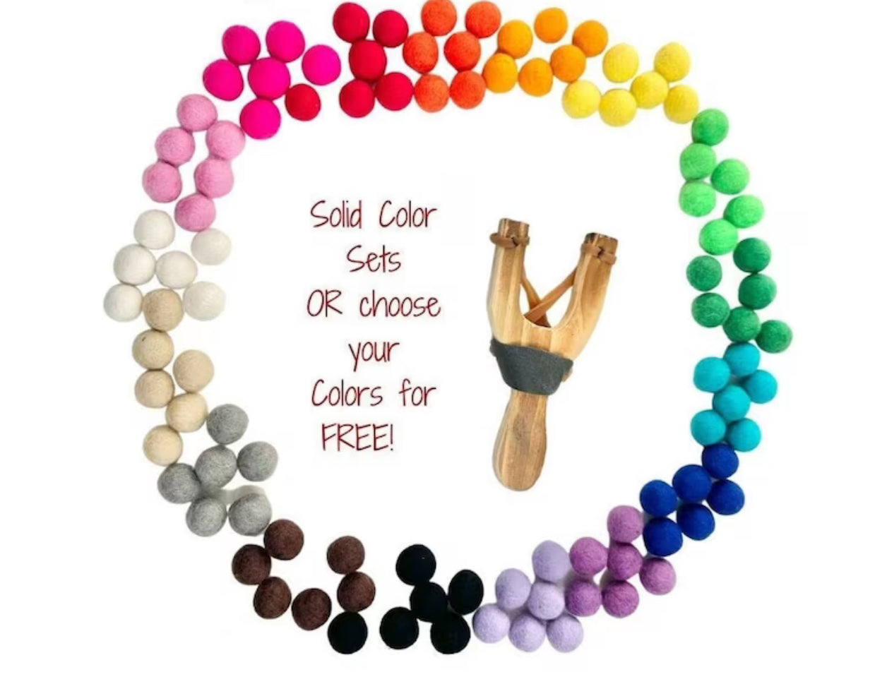 Solid Colored Felt Ball & Slingshot Set