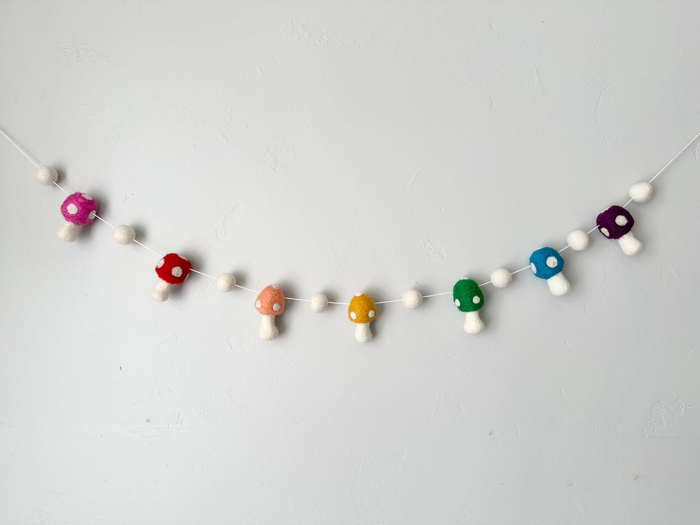 Rainbow Wool Mushroom Garland