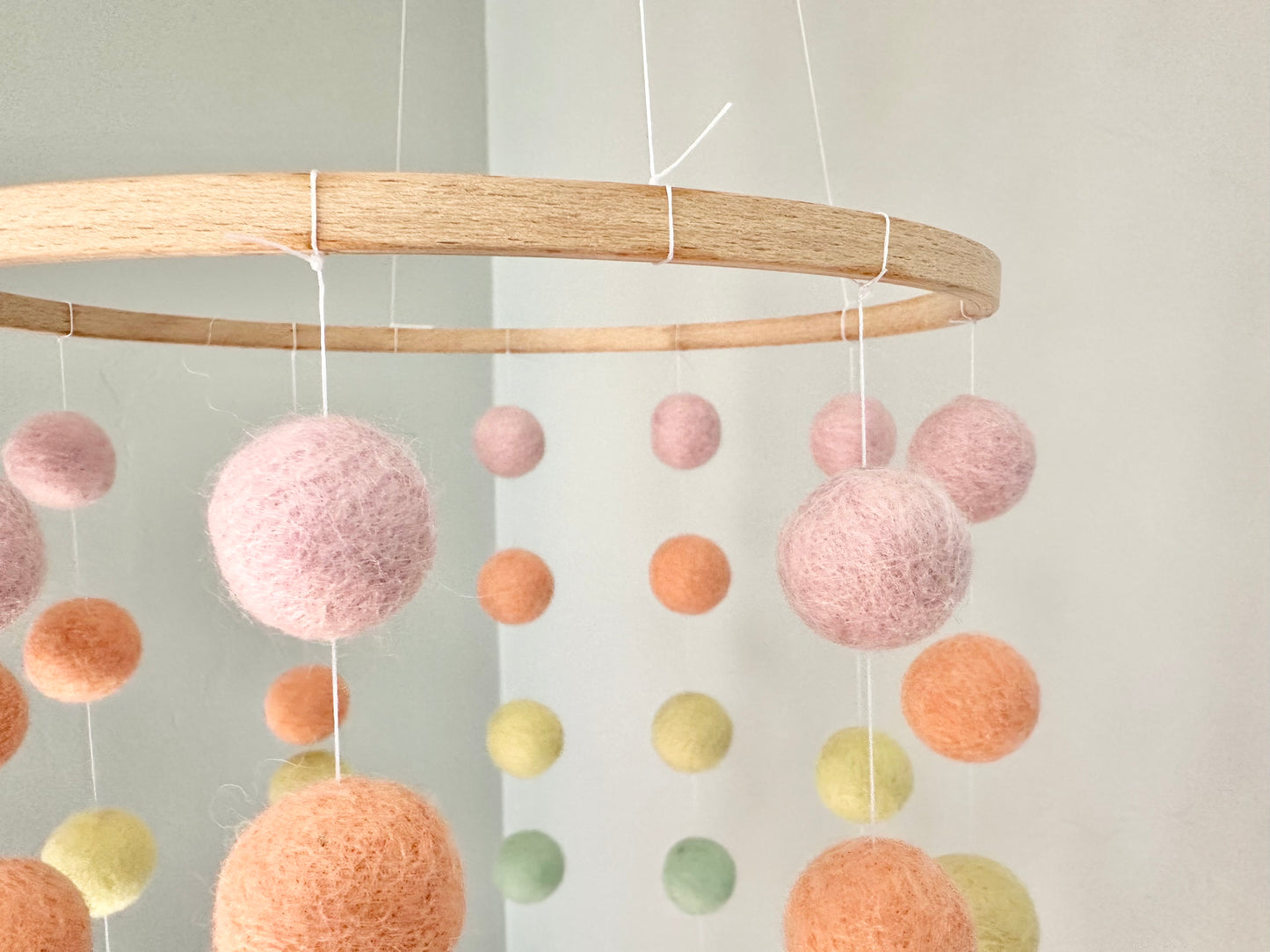 Rainbow w/ White Hearts Ceiling Mobile