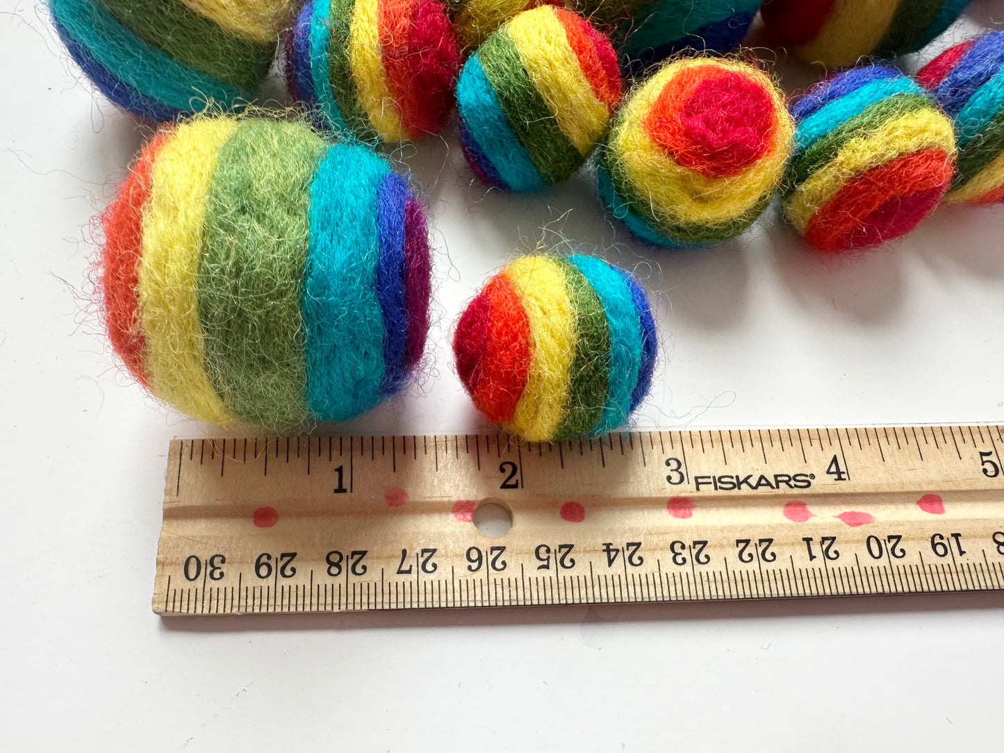Rainbow Striped Felt Ball - 2 Sizes