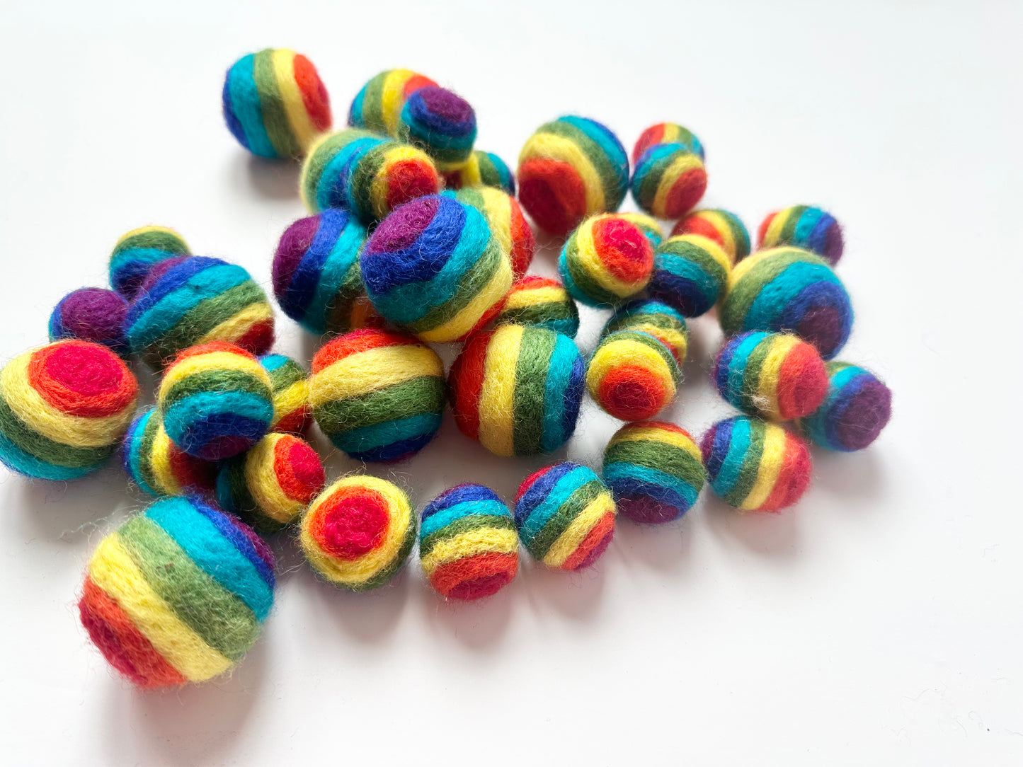 Rainbow Striped Felt Ball - 2 Sizes