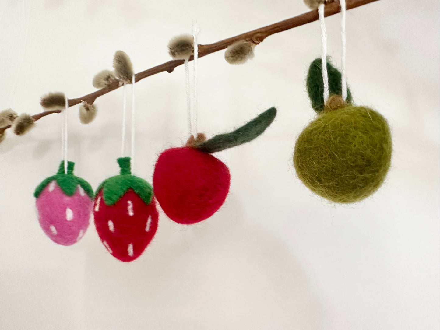 Strawberry or Apple Felt Ornaments