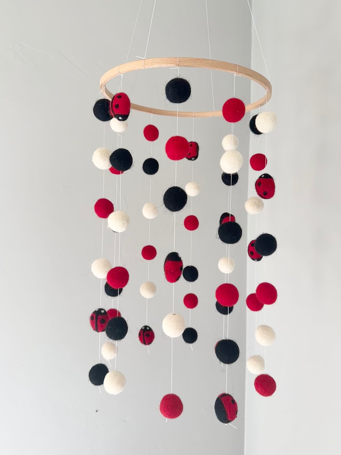 Lady Bug Felt Ball Ceiling Mobile