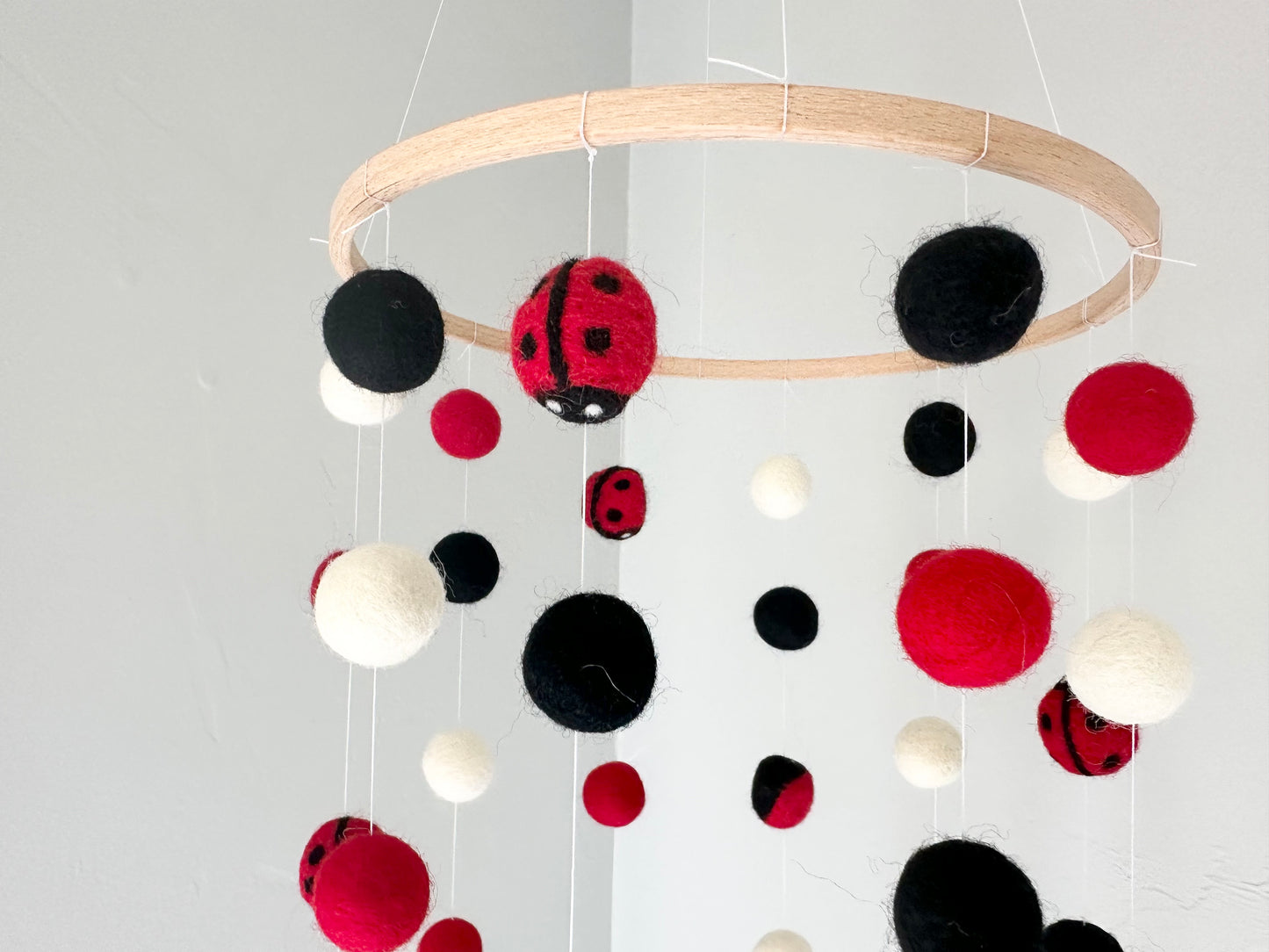 Lady Bug Felt Ball Ceiling Mobile