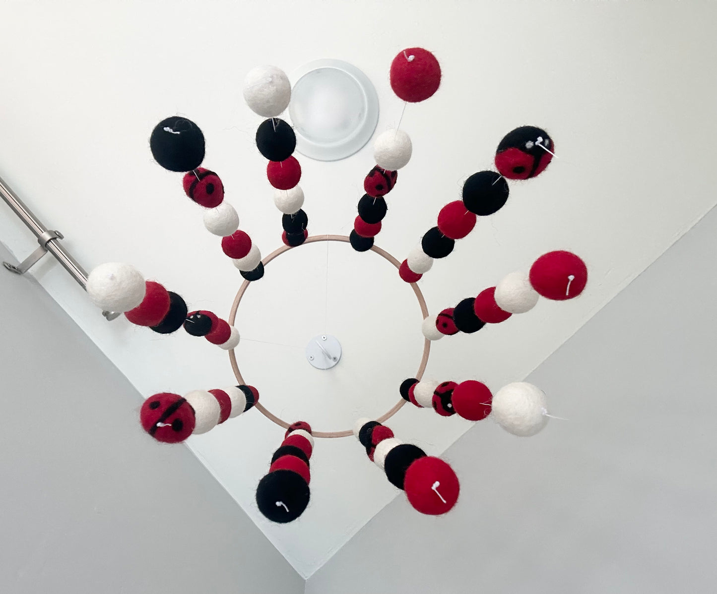 Lady Bug Felt Ball Ceiling Mobile