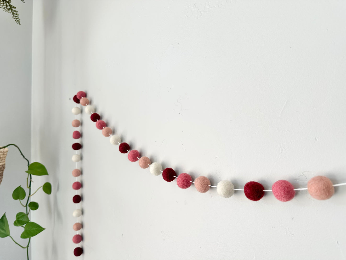 Dark Pink Ombre Felt Ball Garland