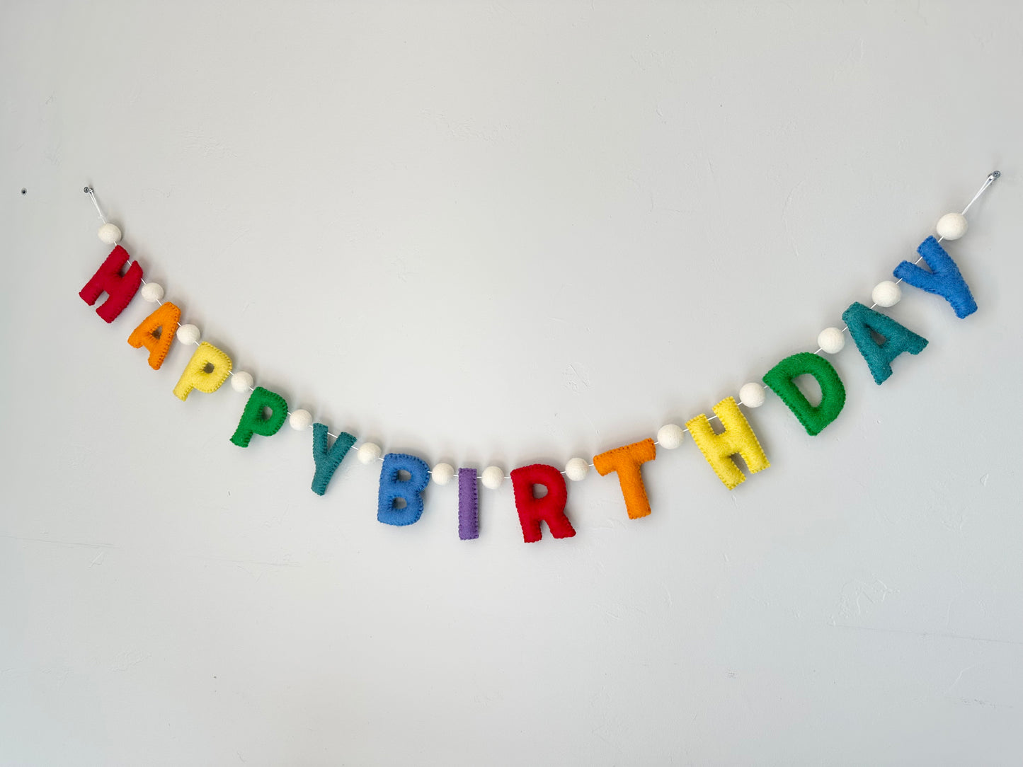 HAPPY BIRTHDAY felt banner - rainbow letters