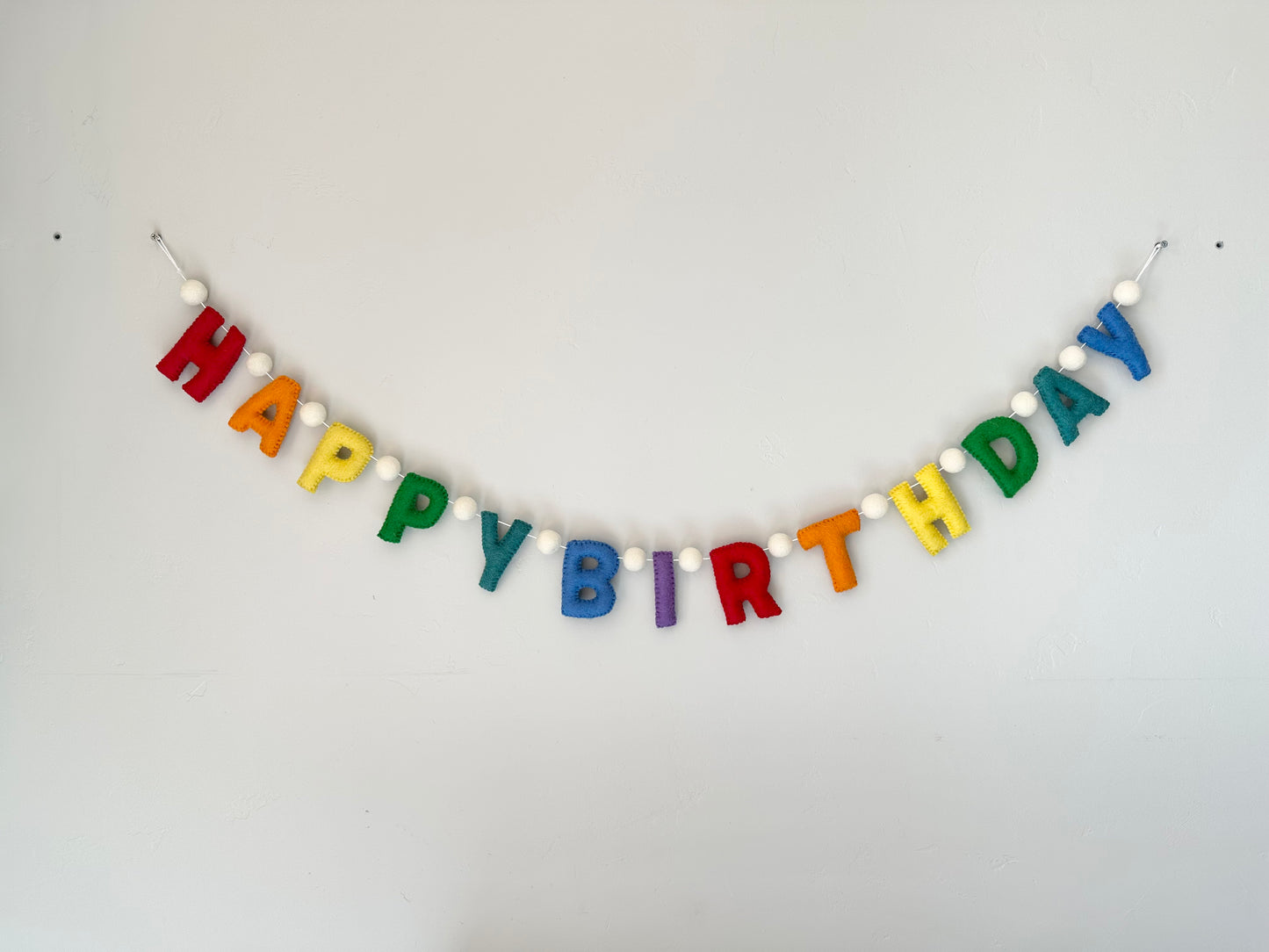 HAPPY BIRTHDAY felt banner - rainbow letters