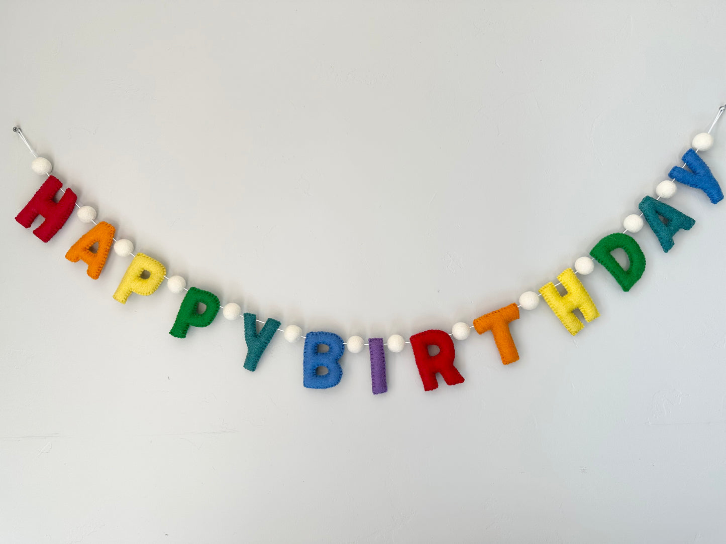 HAPPY BIRTHDAY felt banner - rainbow letters