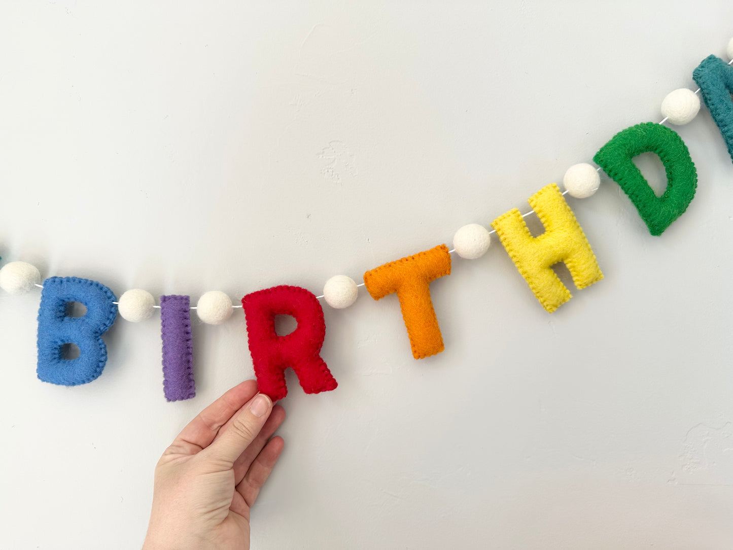 HAPPY BIRTHDAY felt banner - rainbow letters
