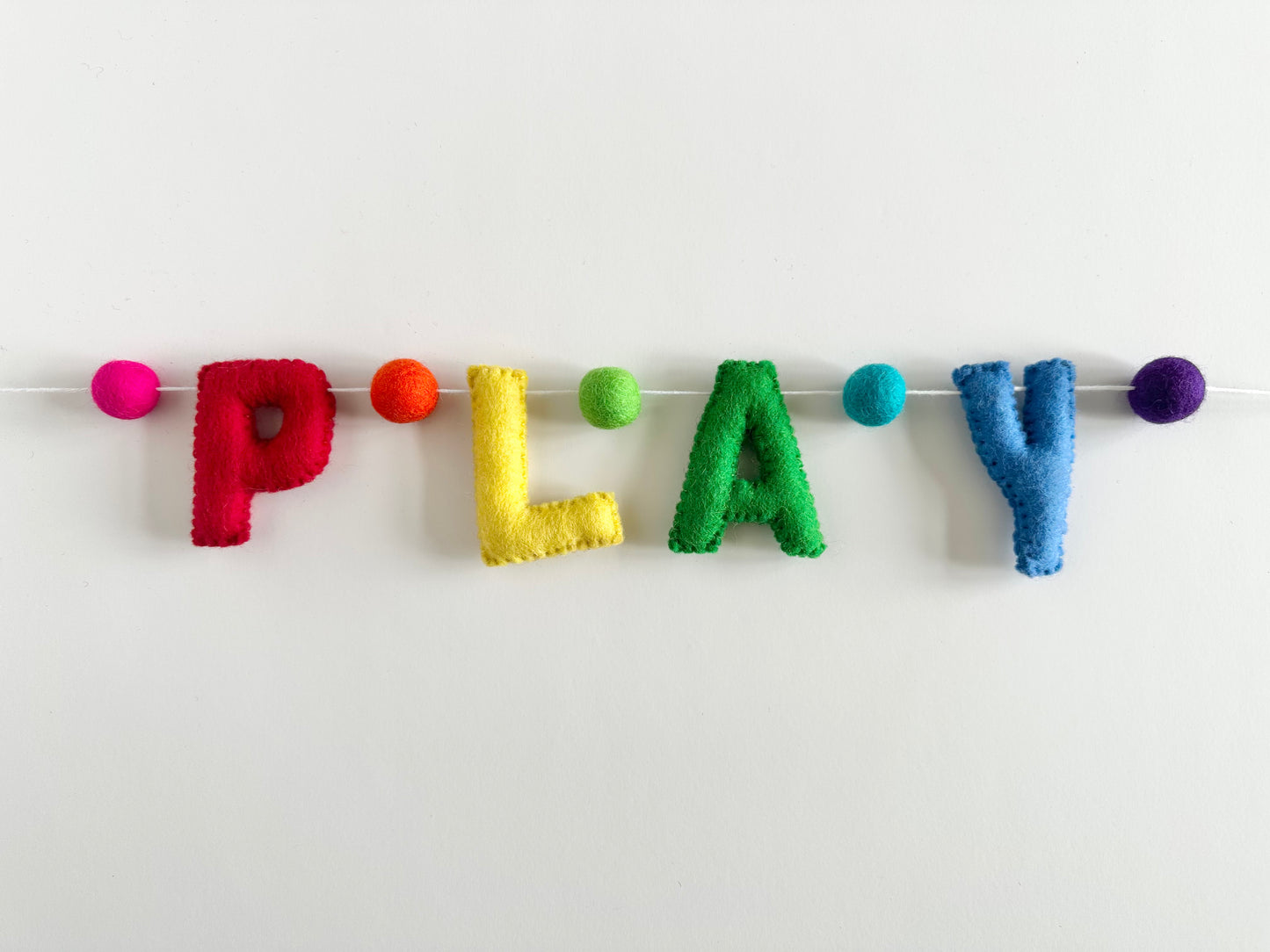 PLAY felt banner - rainbow letters