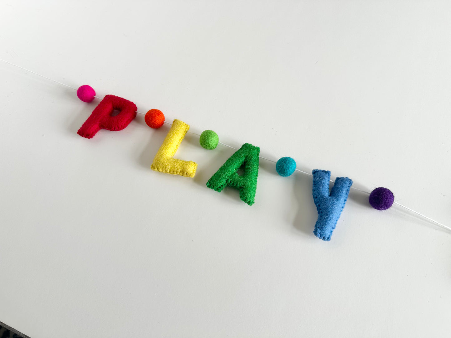 PLAY felt banner - rainbow letters