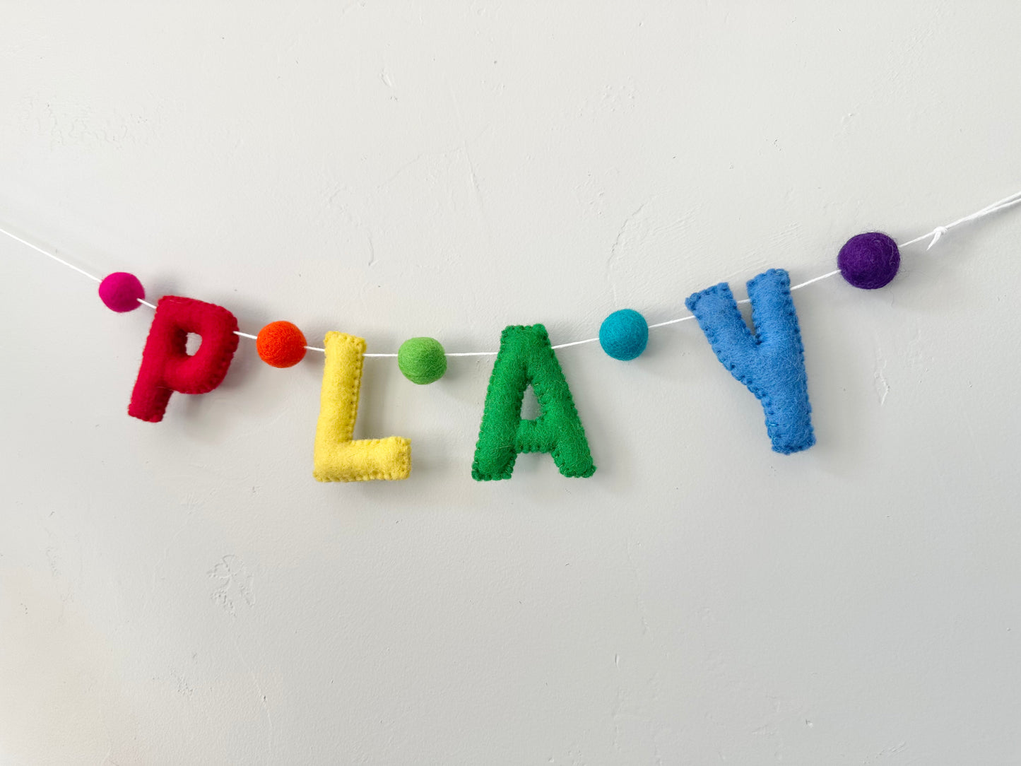 PLAY felt banner - rainbow letters