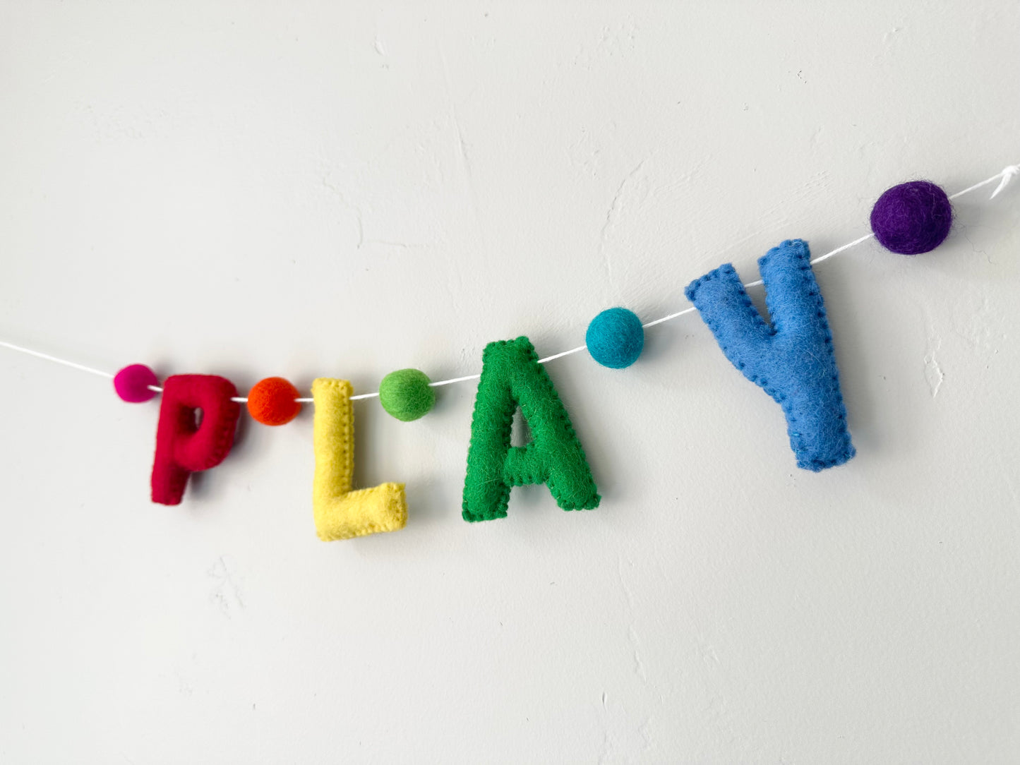 PLAY felt banner - rainbow letters