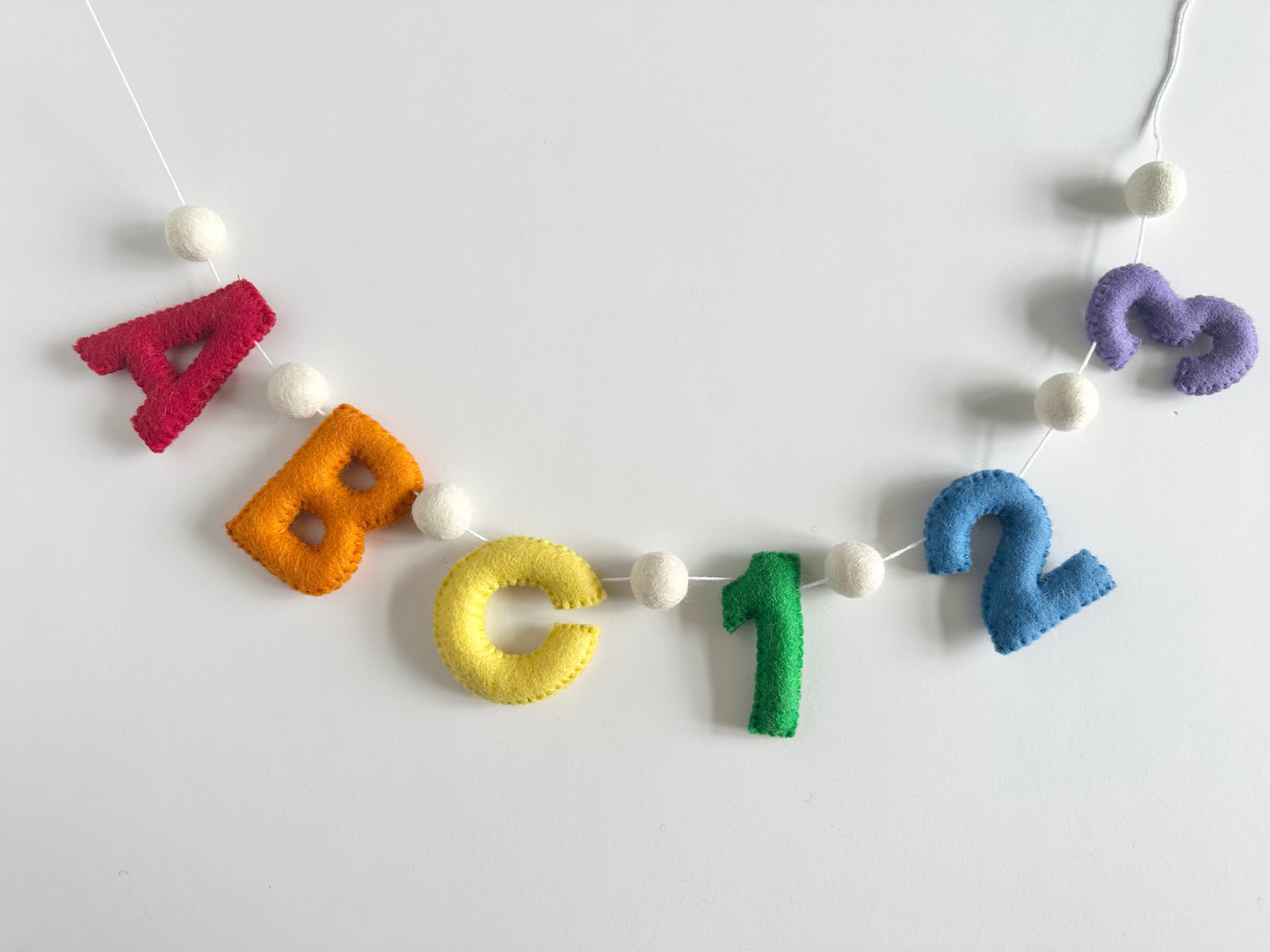 ABC123 felt banner - rainbow letters