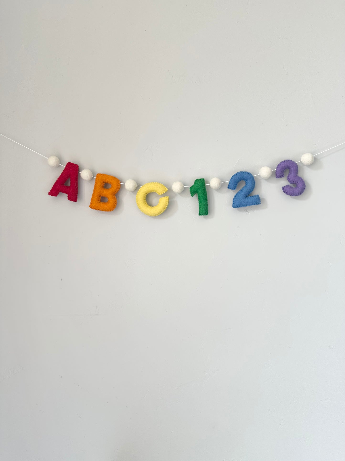 ABC123 felt banner - rainbow letters