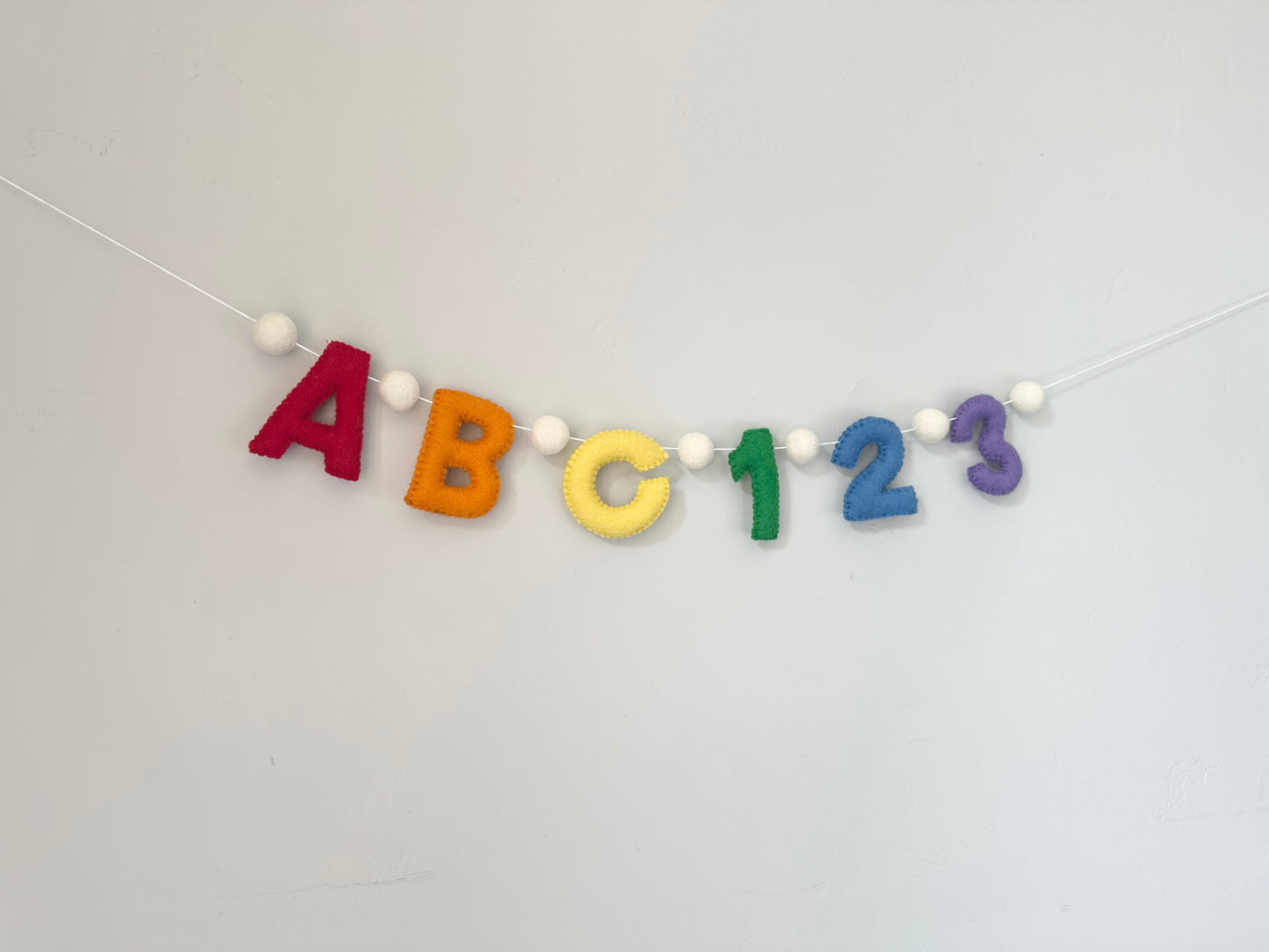 ABC123 felt banner - rainbow letters
