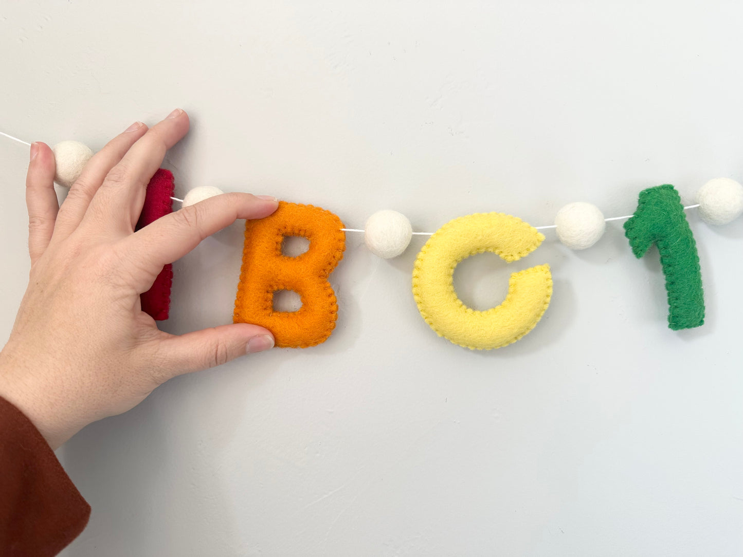 ABC123 felt banner - rainbow letters