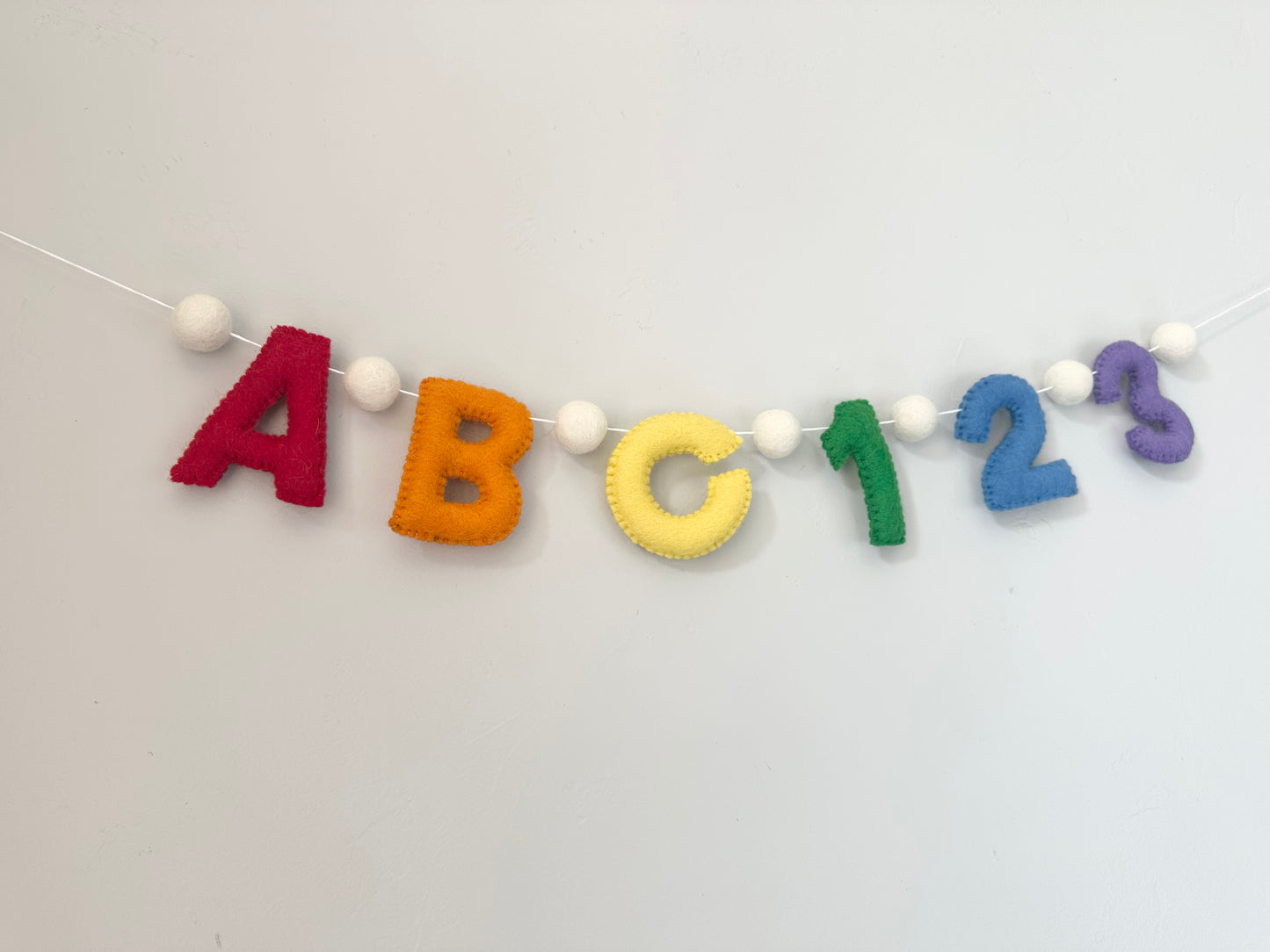ABC123 felt banner - rainbow letters