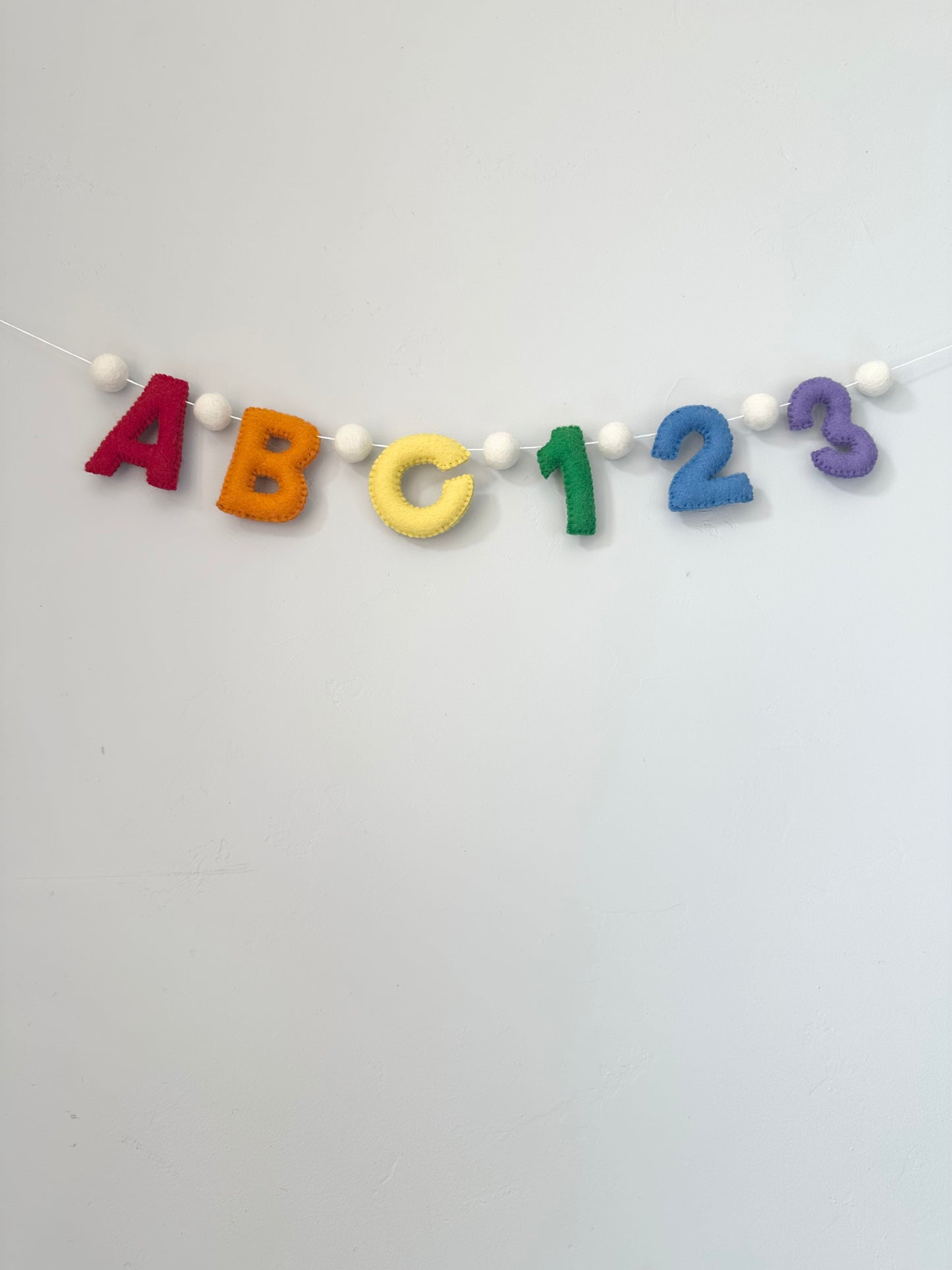 ABC123 felt banner - rainbow letters