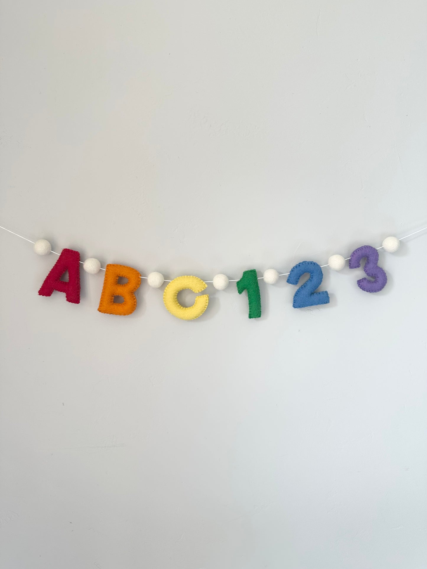 ABC123 felt banner - rainbow letters