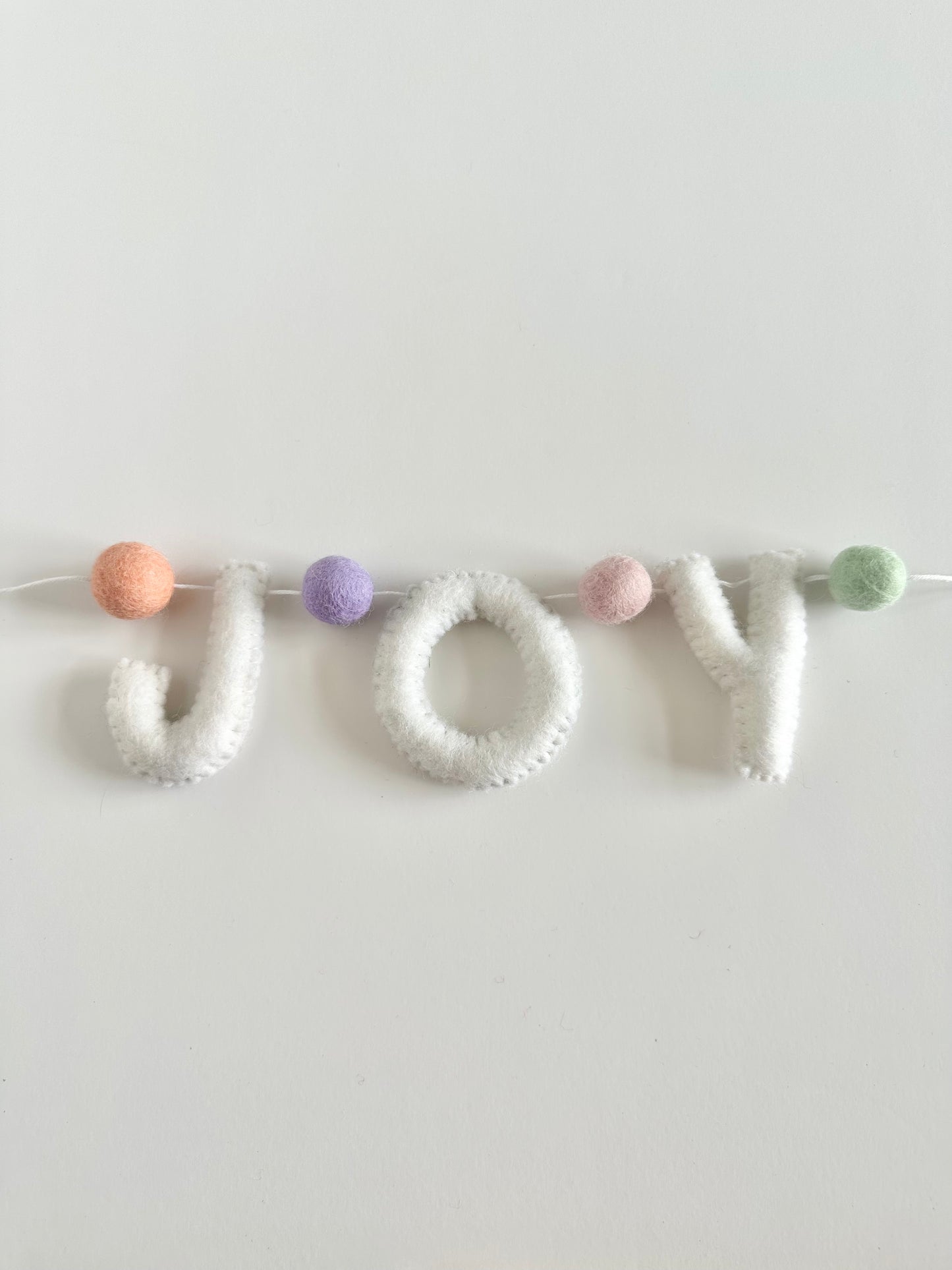 JOY felt banner - white letters