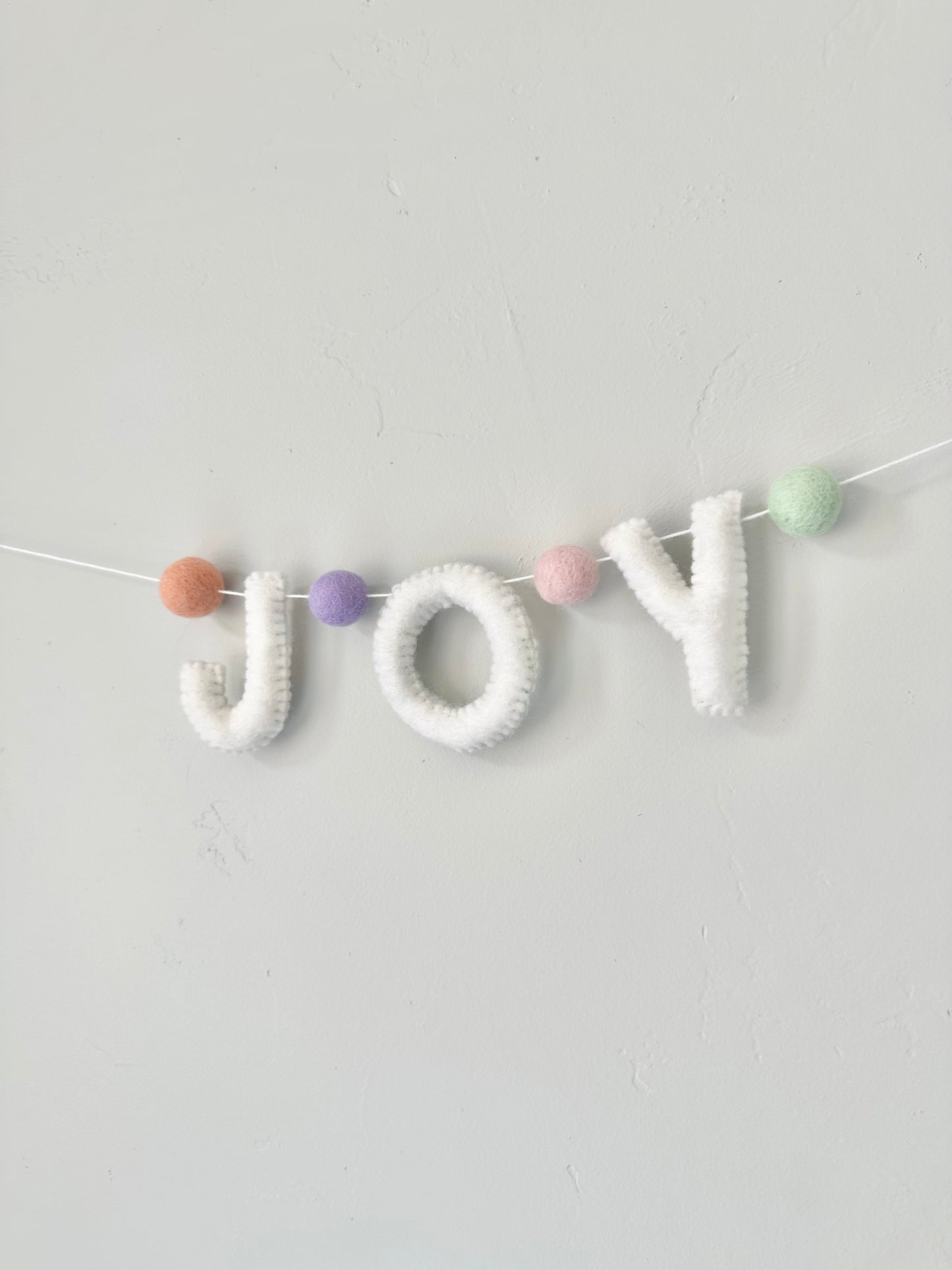 JOY felt banner - white letters
