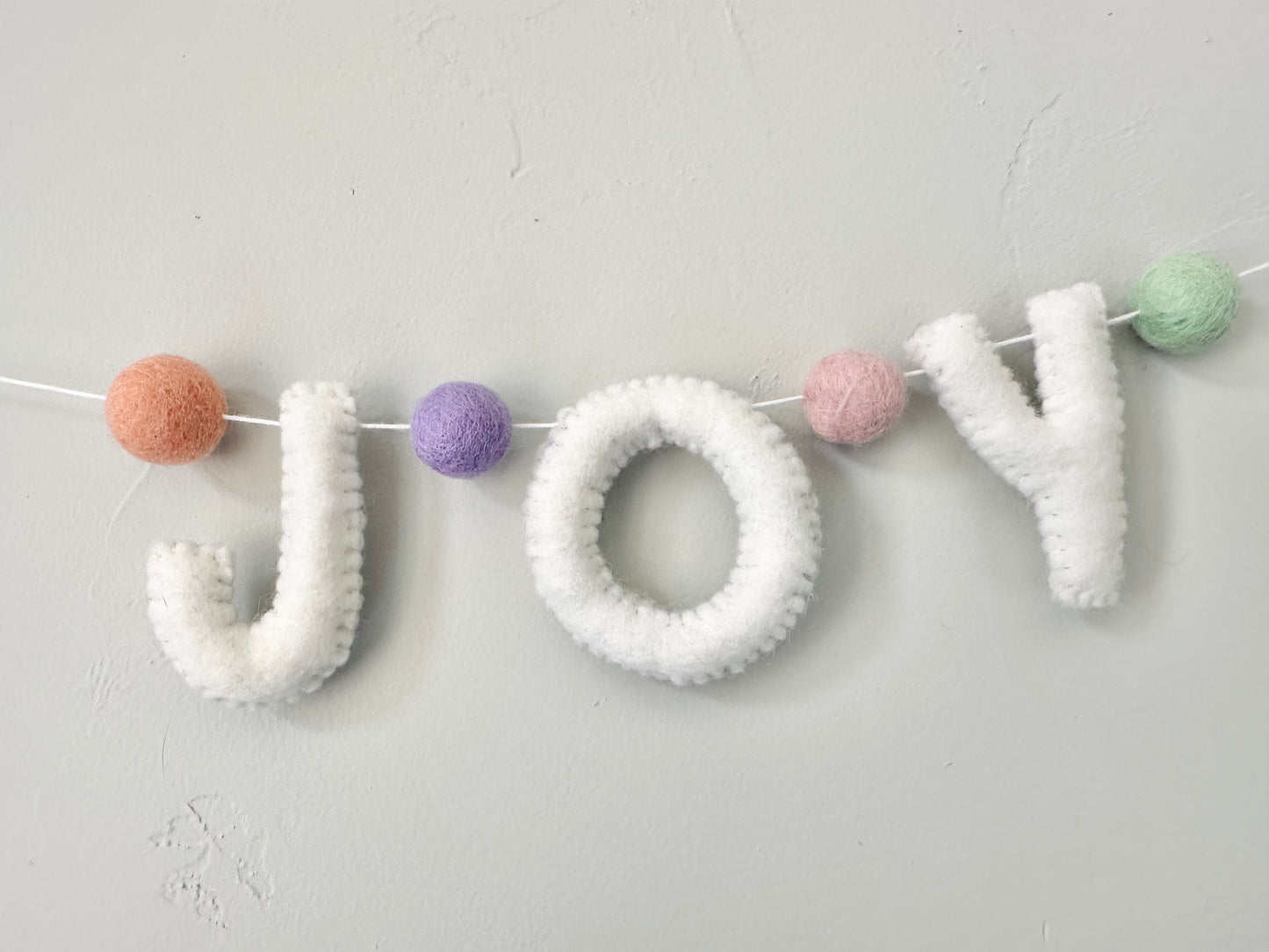 JOY felt banner - white letters
