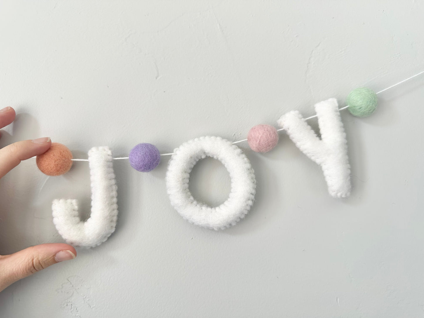 JOY felt banner - white letters