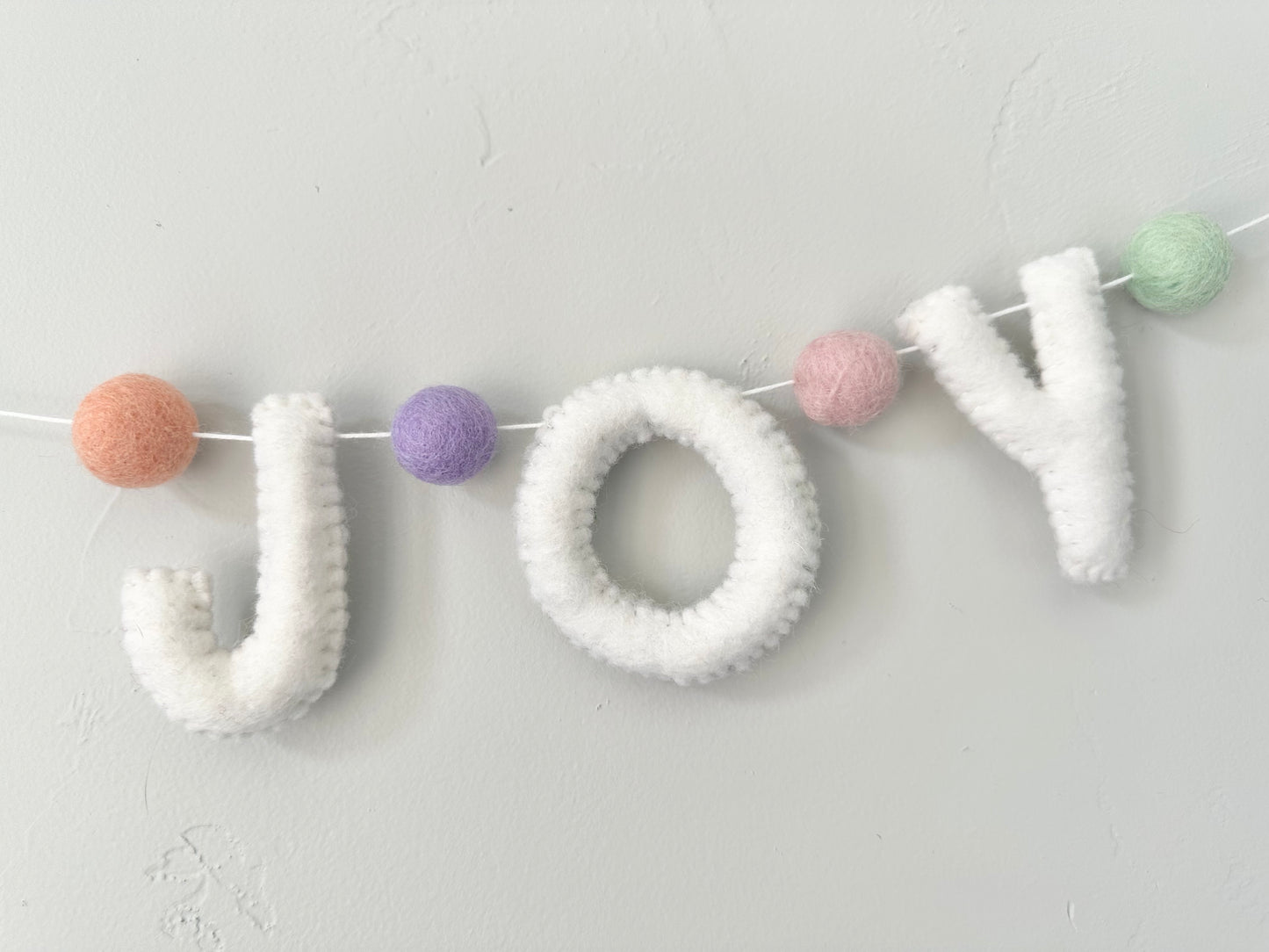 JOY felt banner - white letters