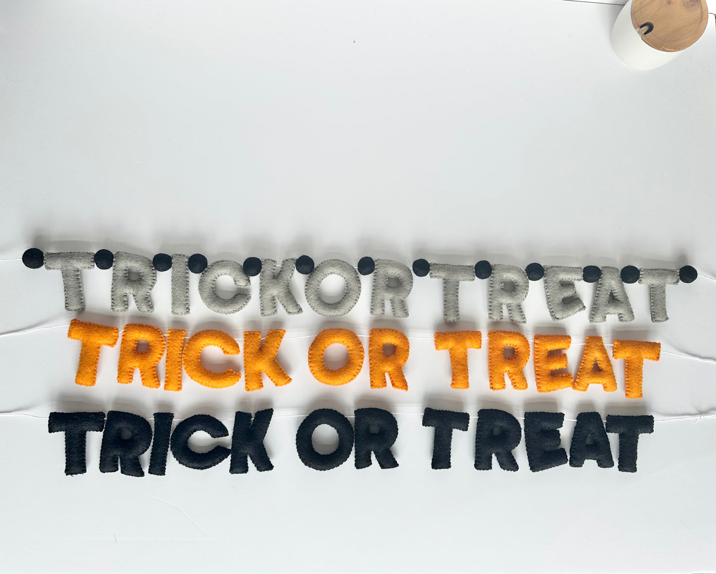 TRICK OR TREAT felt banner - black, gray or orange letters