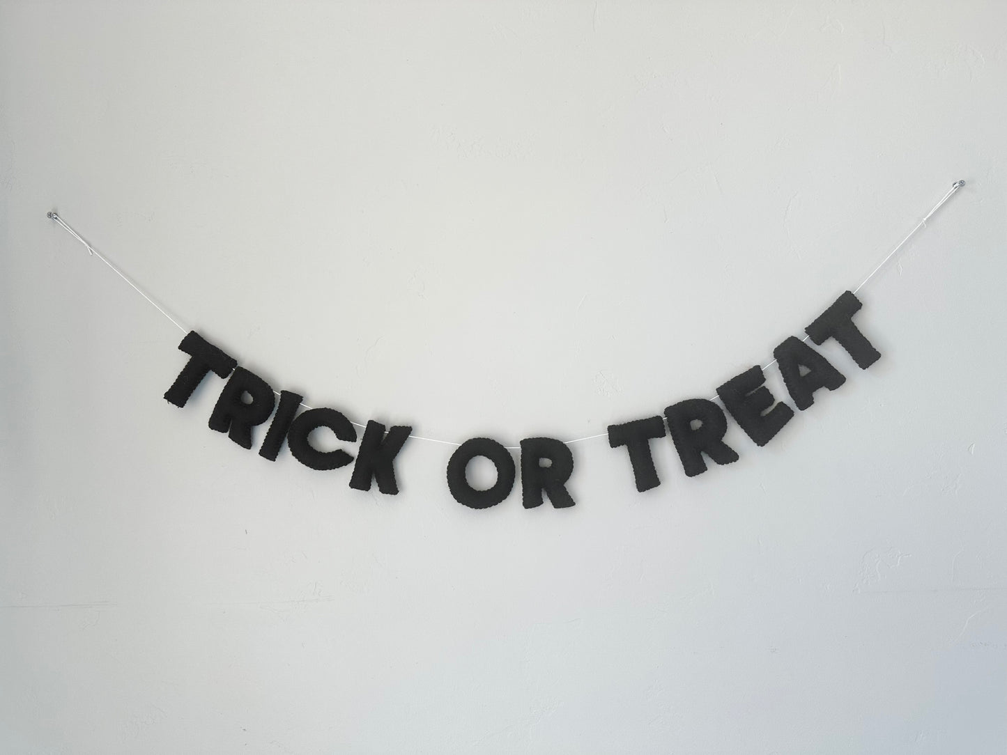 TRICK OR TREAT felt banner - black, gray or orange letters