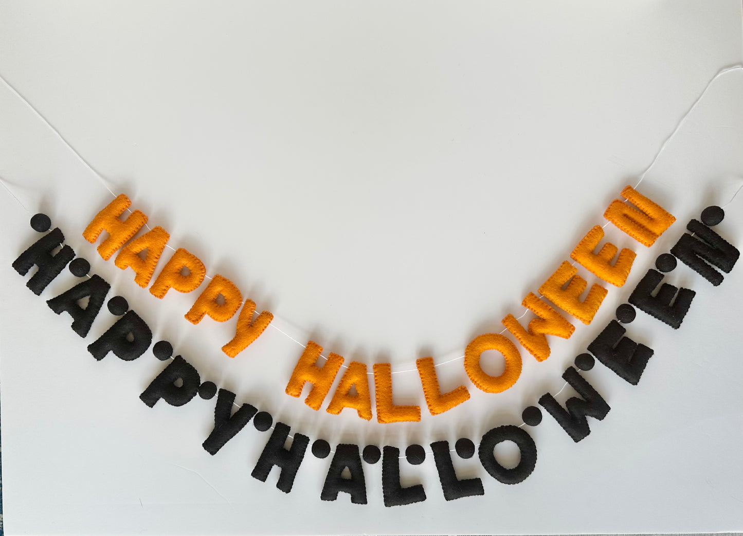 HAPPY HALLOWEEN felt banner - black, gray or orange letters