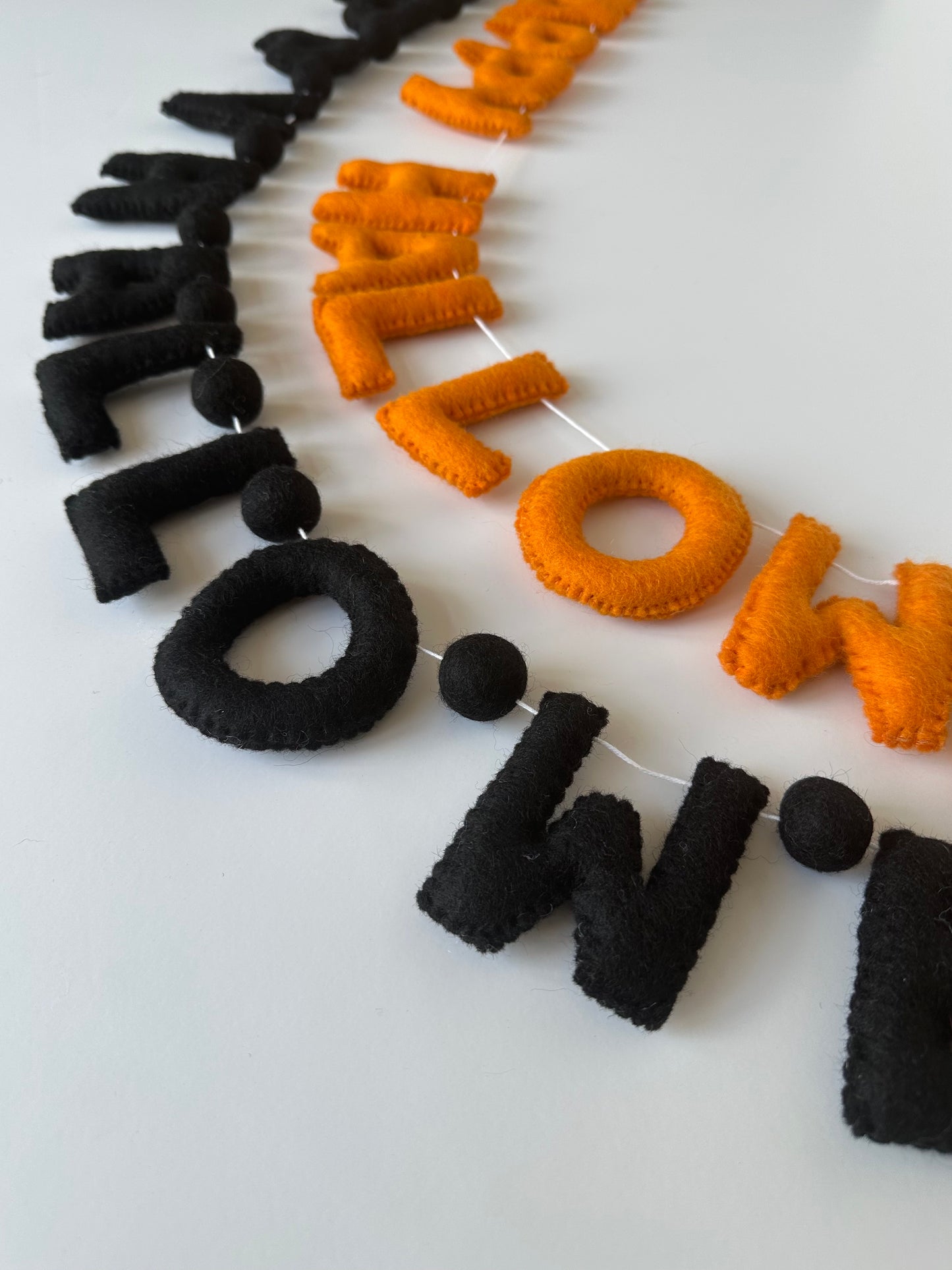 HAPPY HALLOWEEN felt banner - black, gray or orange letters