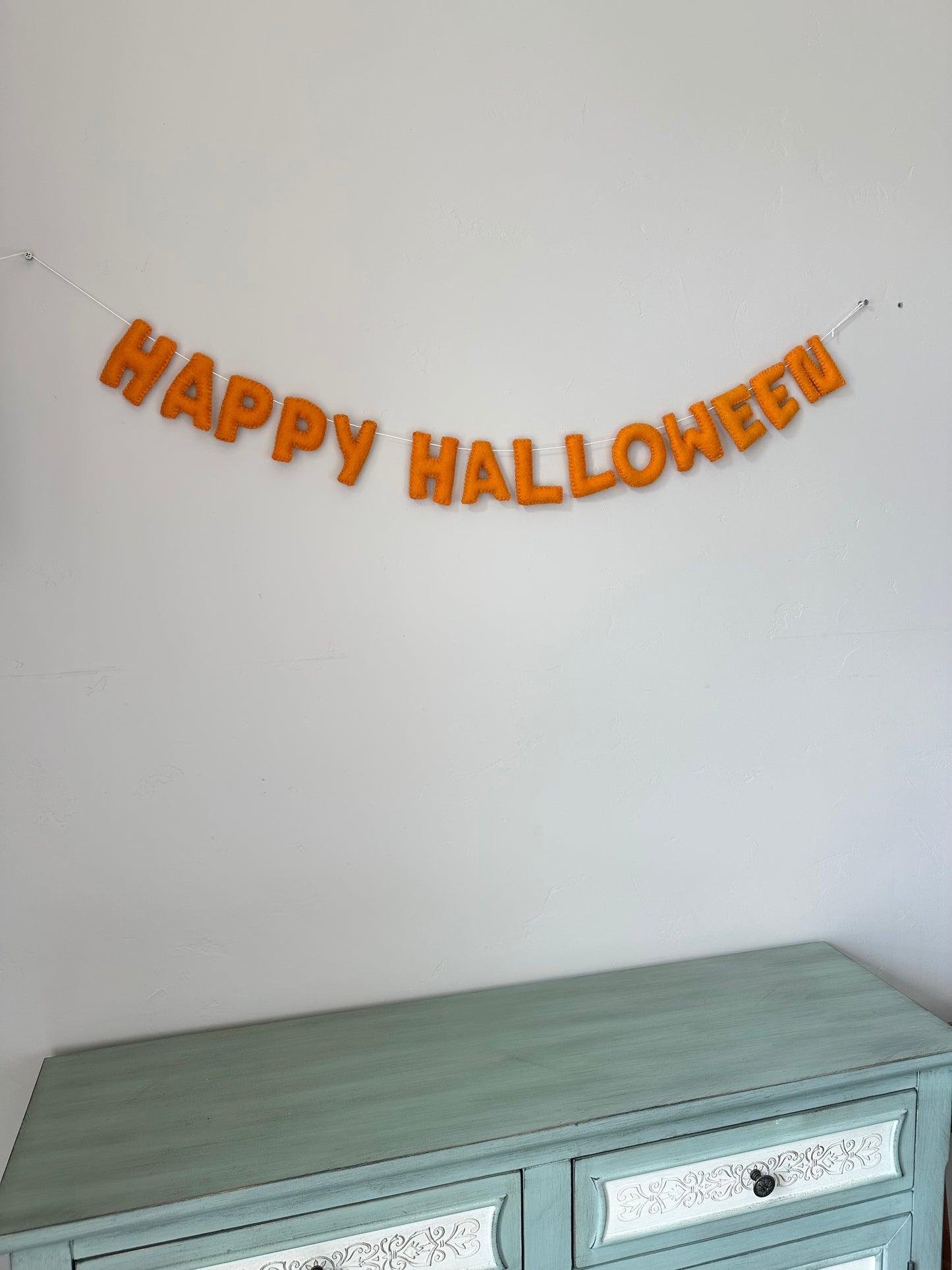 HAPPY HALLOWEEN felt banner - black, gray or orange letters