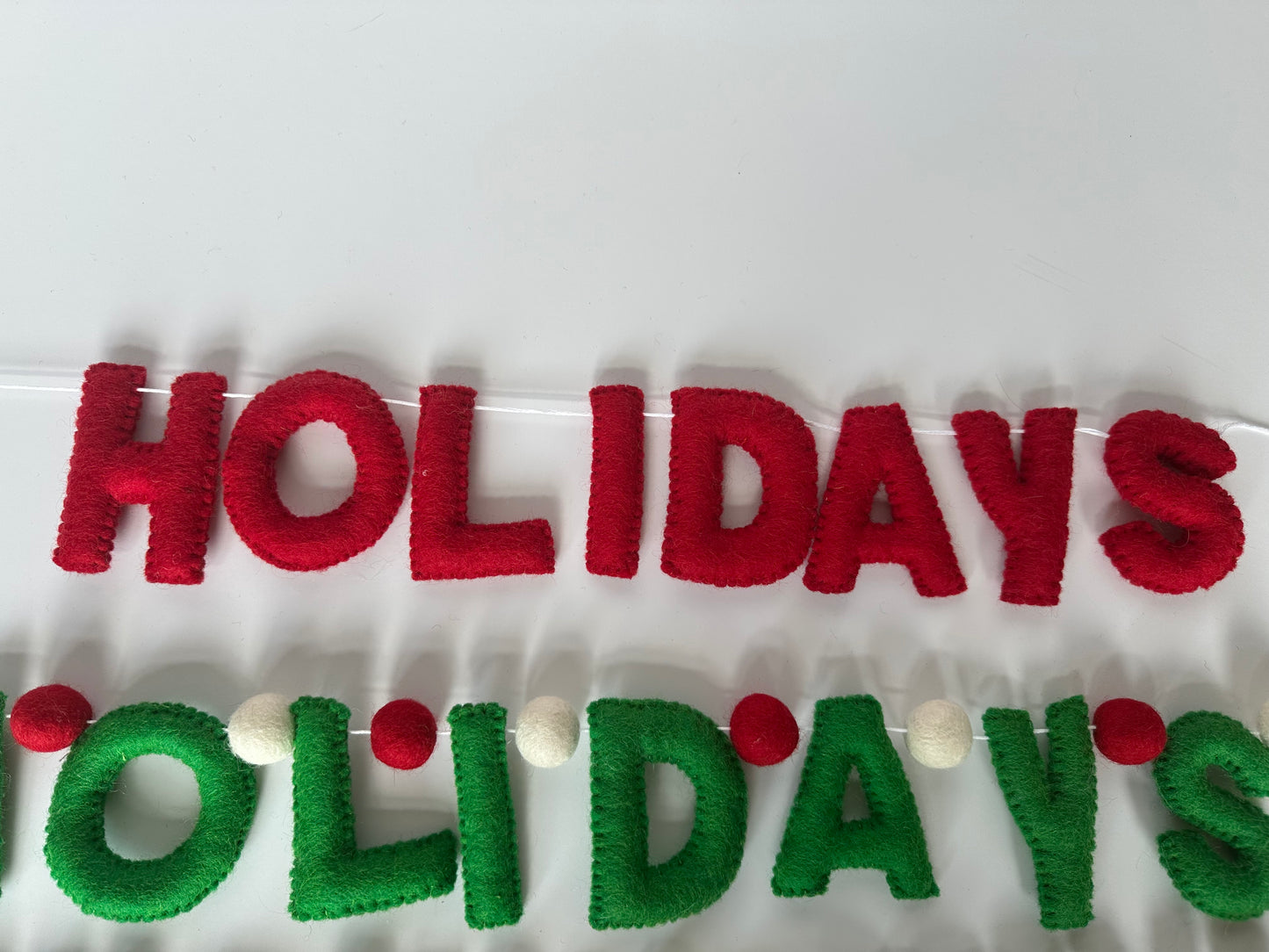 HAPPY HOLIDAYS felt banner - red, emerald or white letters