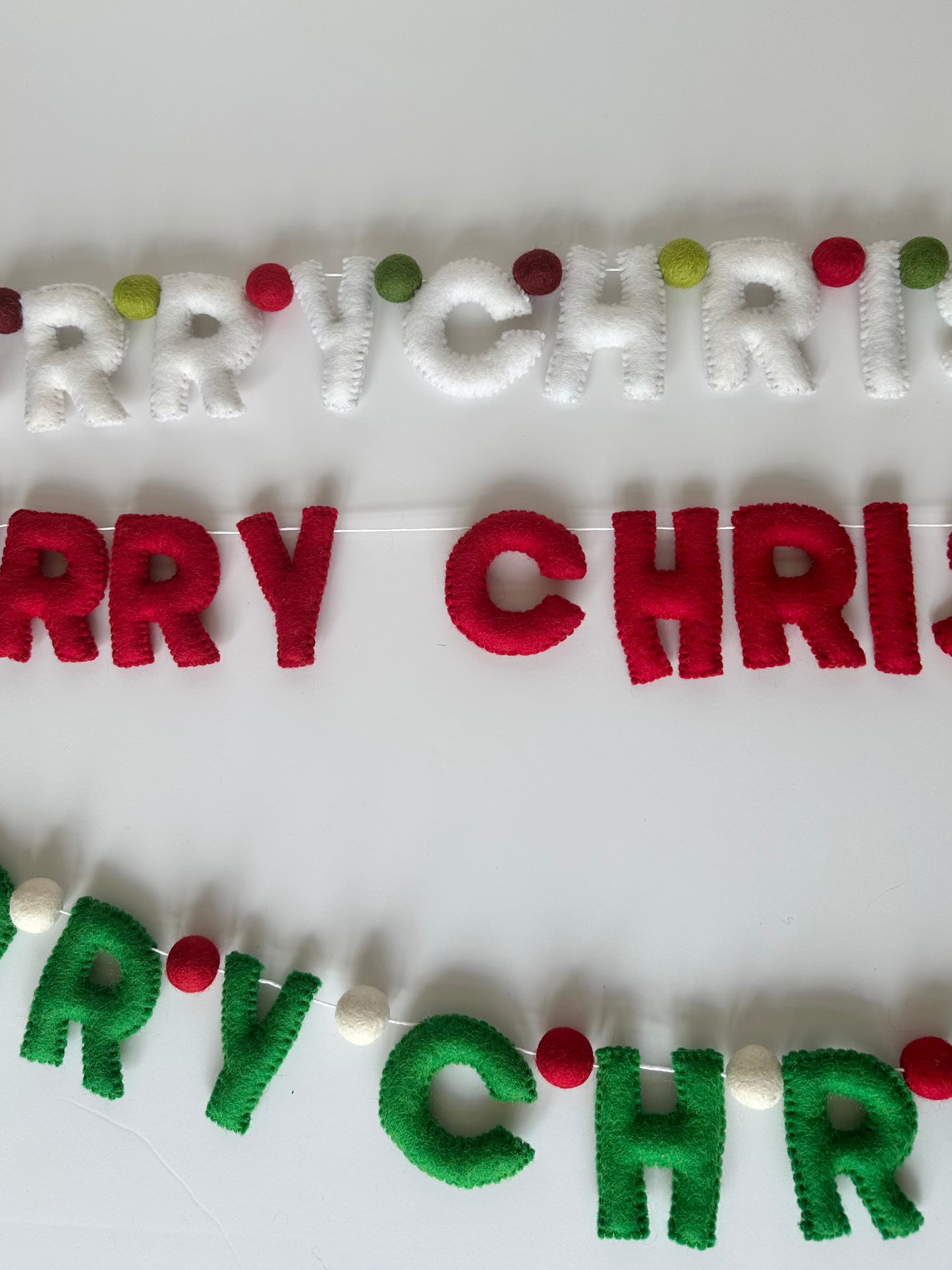 MERRY CHRISTMAS felt banner - red, emerald or white letters