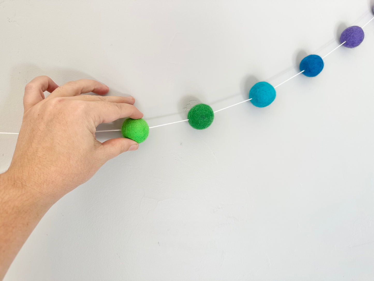 Ombre Rainbow JUMBO felt ball Garland