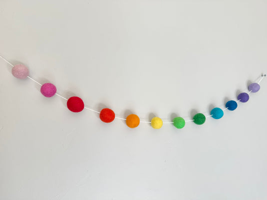 Ombre Rainbow JUMBO felt ball Garland