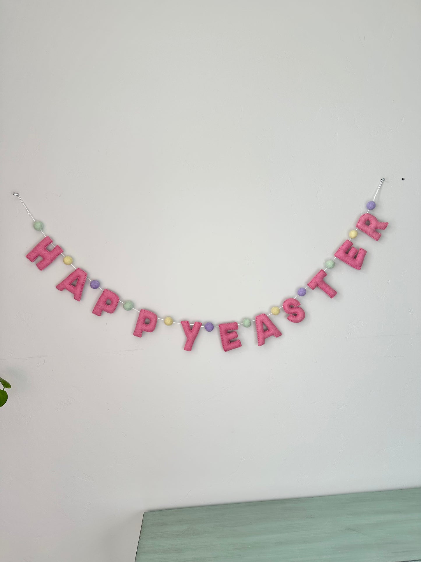 HAPPY EASTER felt banner - pink letters
