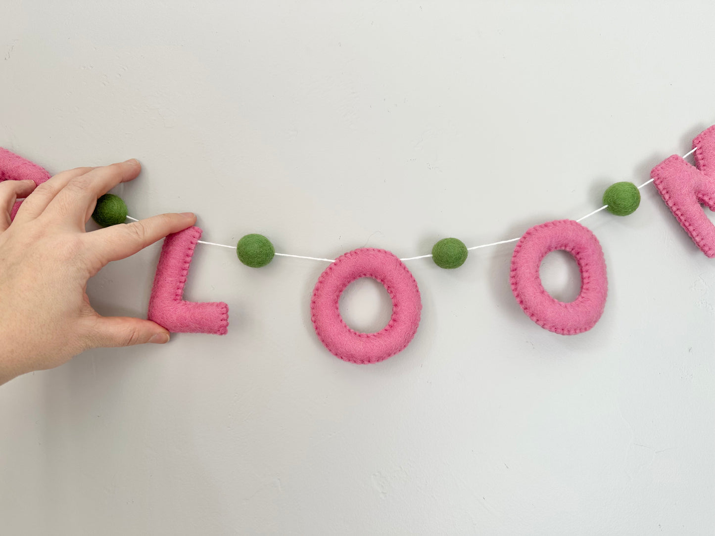 BLOOM felt banner - pink letters