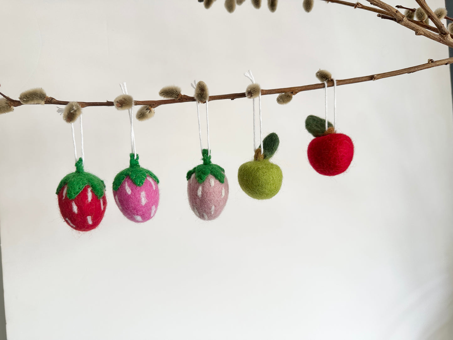 Strawberry or Apple Felt Ornaments